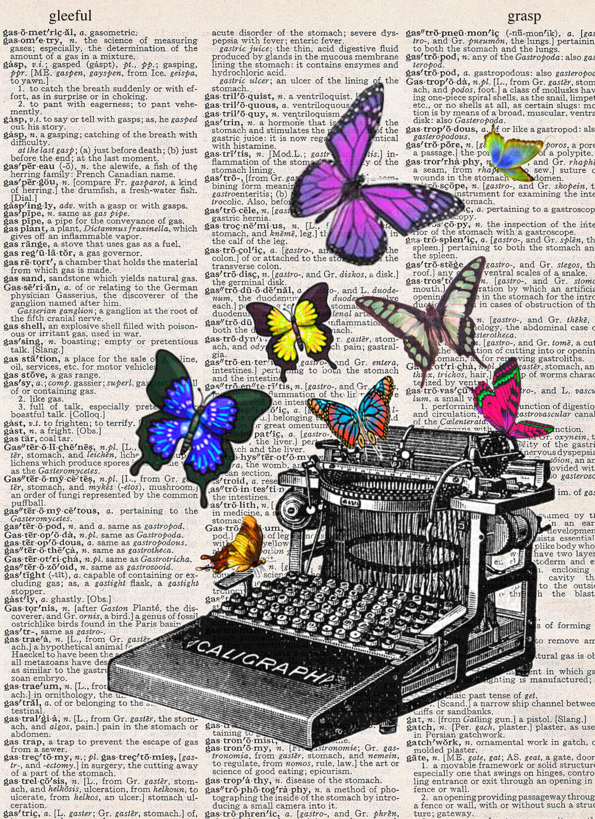 BUTTERFLY TYPEWRITER PRINT