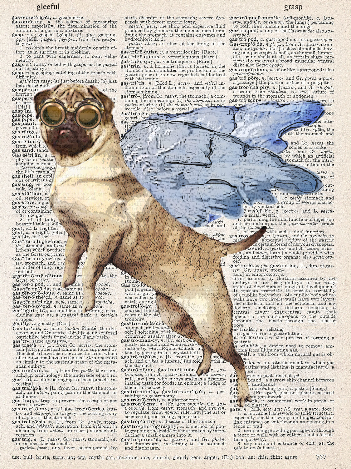 FLYING PUG PRINT