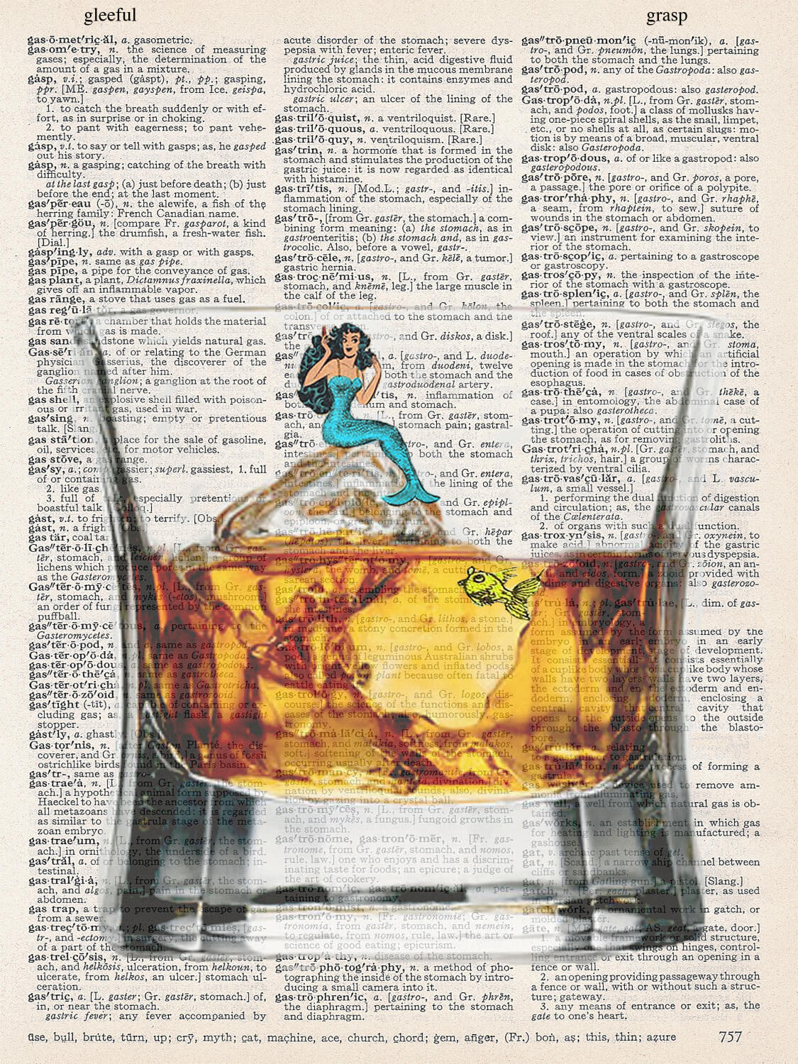 MERMAID ON ROCKS PRINT