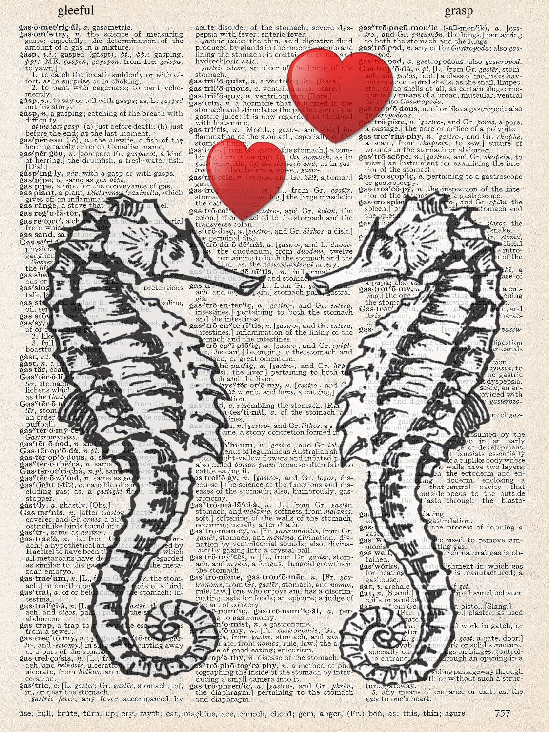 SEAHORSES HEARTS PRINT
