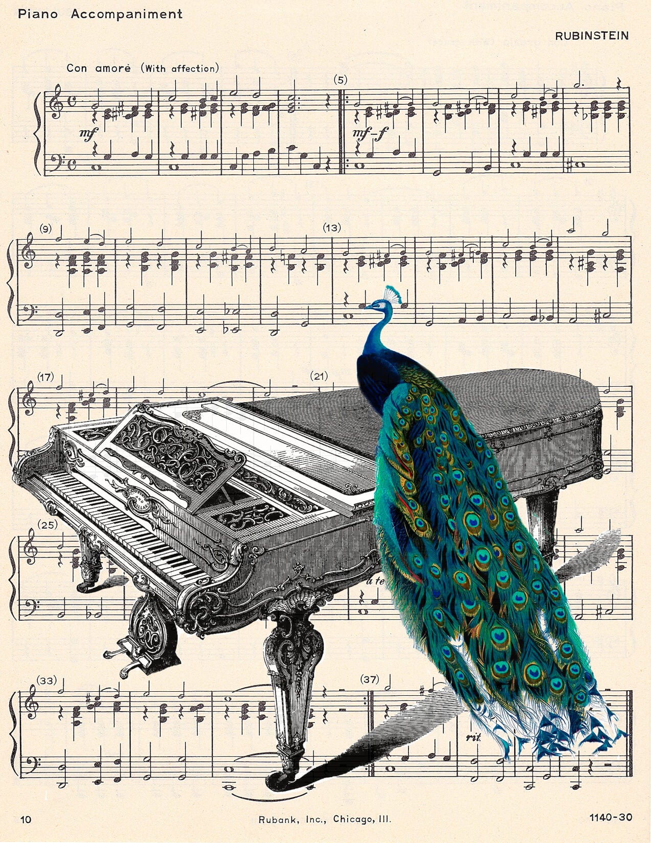 PEACOCK PIANO MUSIC PRINT