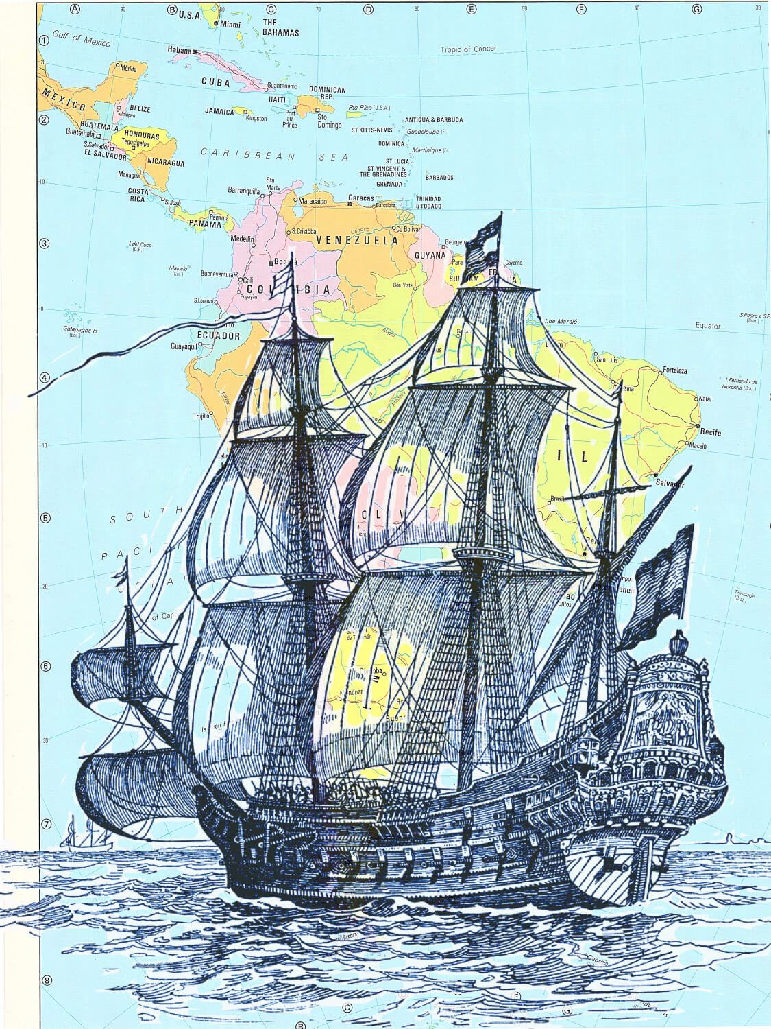 TALL BLUE SHIP ATLAS PRINT