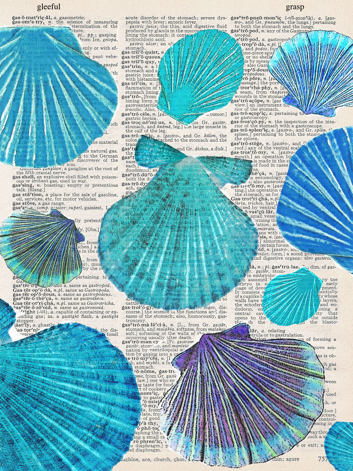 SEA SHELLS BLUE PRINT