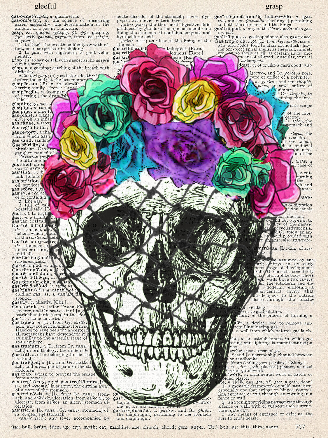 FLOWER SKULL PRINT