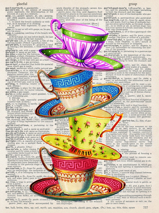 STACKED TEA CUPS PRINT