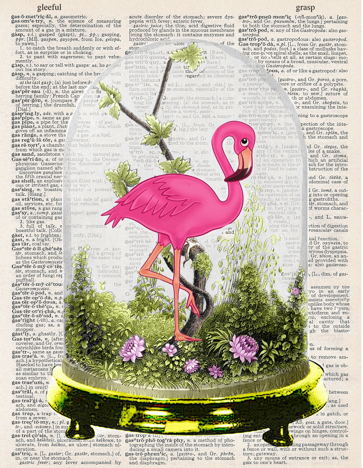 FLAMINGO UNDER GLASS PRINT
