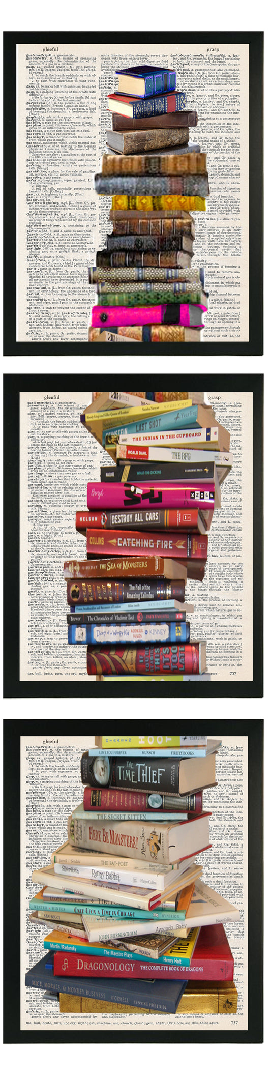 BOOK TOWER 3 PC LINKED WALL ART