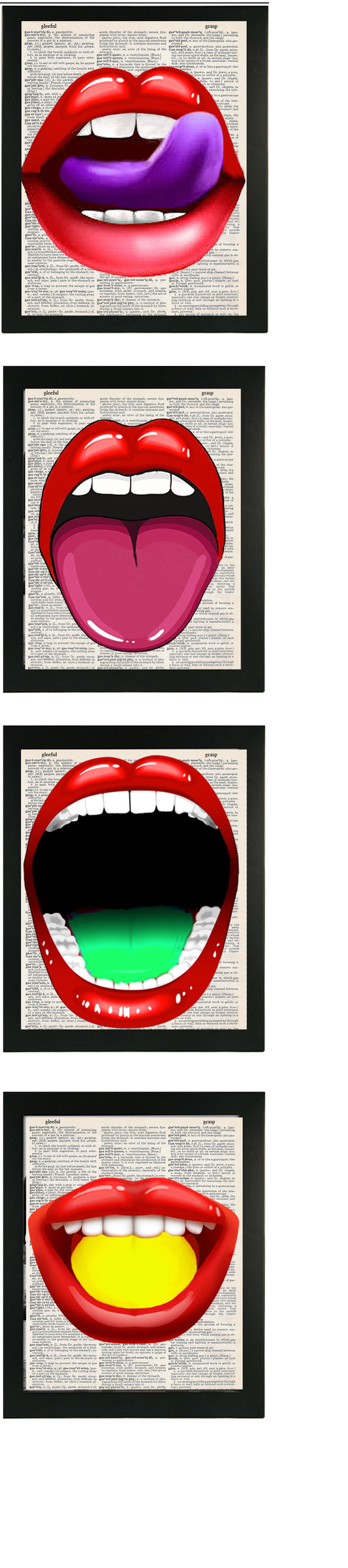 LIPS 4 PC LINKED WALL ART