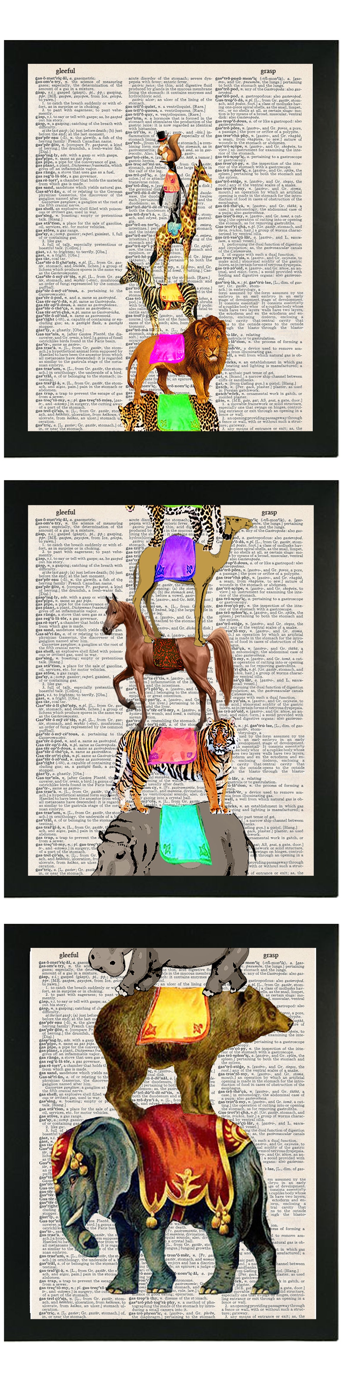 ANIMAL STACK 3 PC LINKED WALL ART