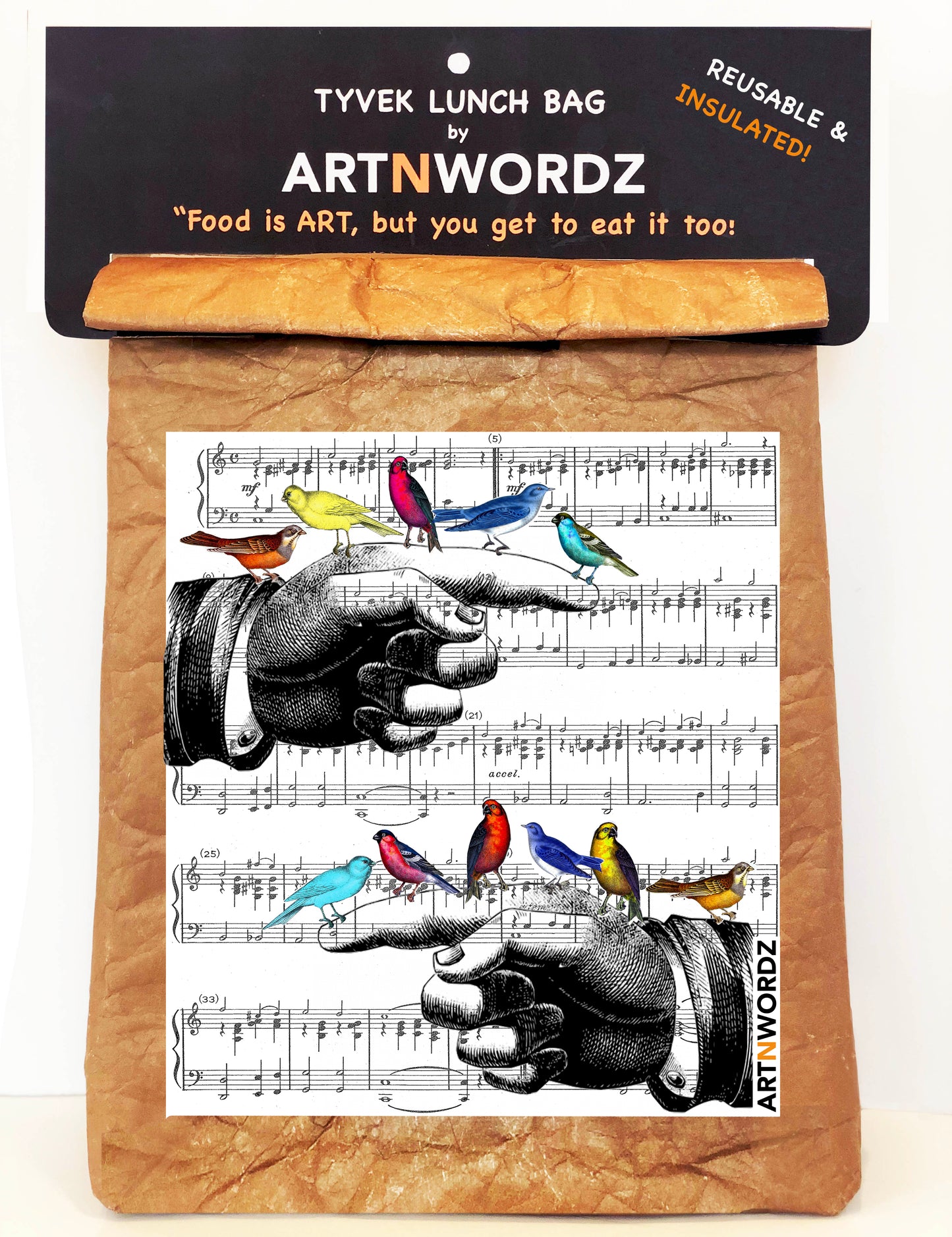 FINGER BIRDS MUSIC LUNCH BAG