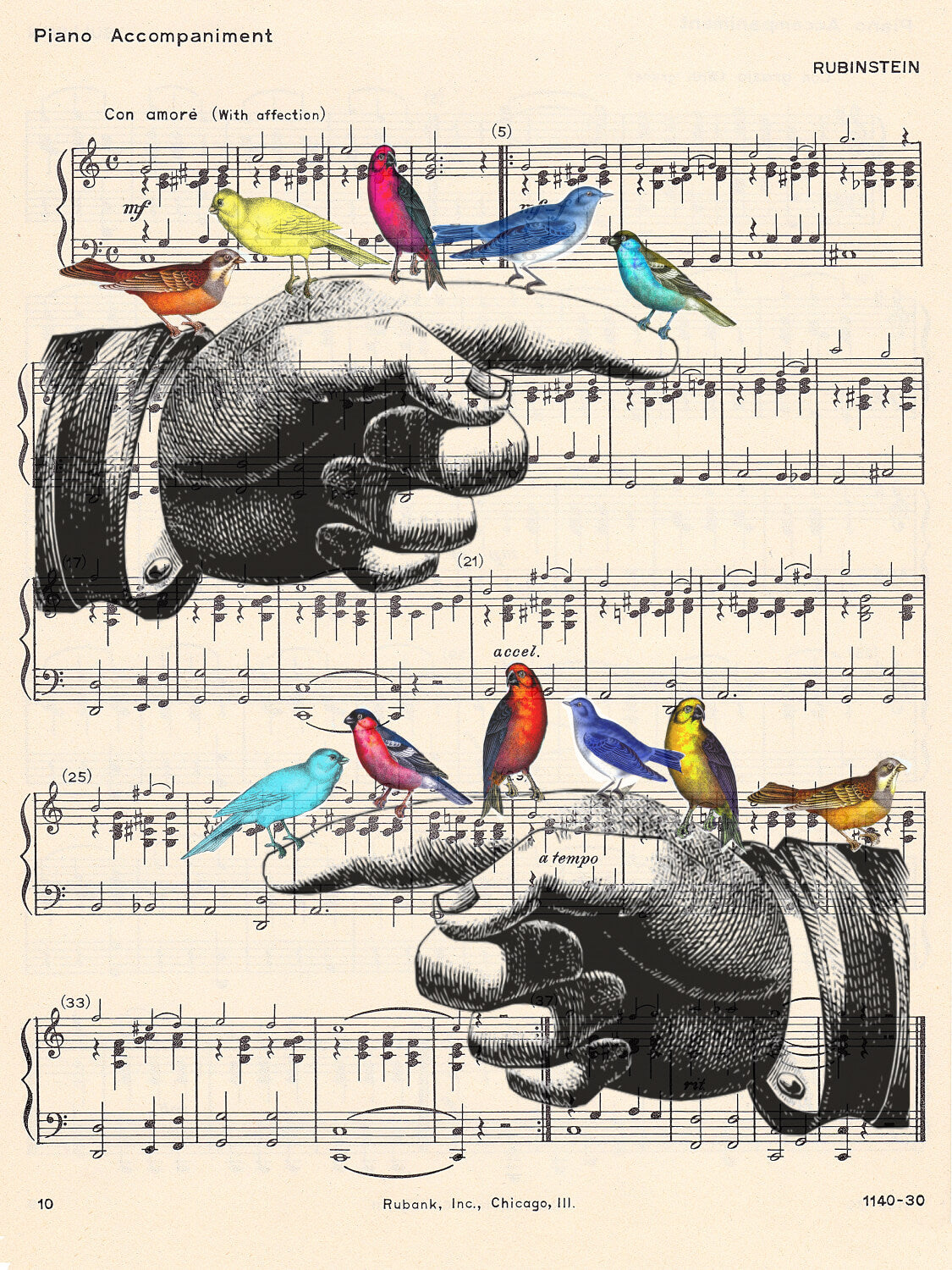 FINGER BIRDS MUSIC PRINT