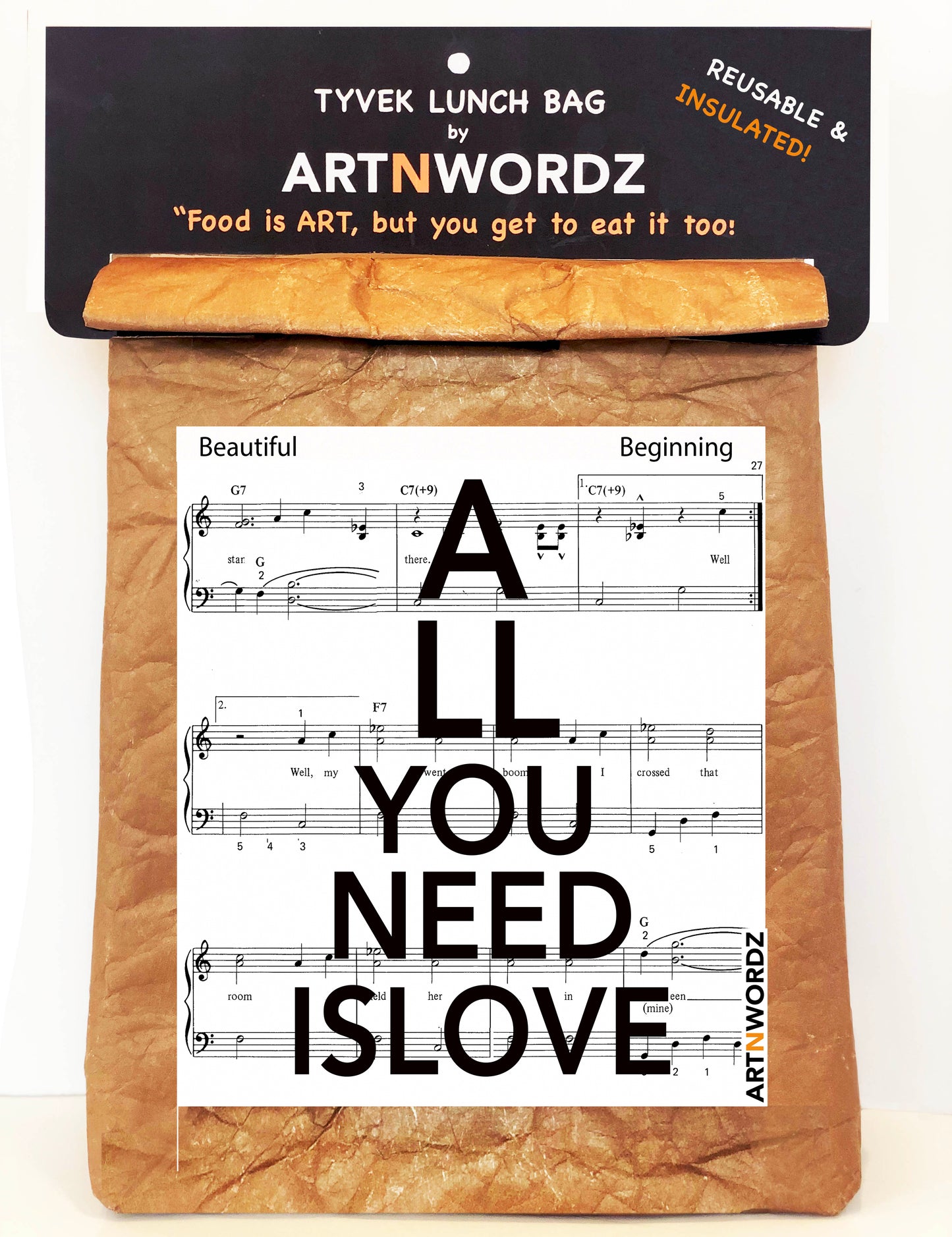 ALL YOU NEED IS LOVE MUSIC LUNCH BAG