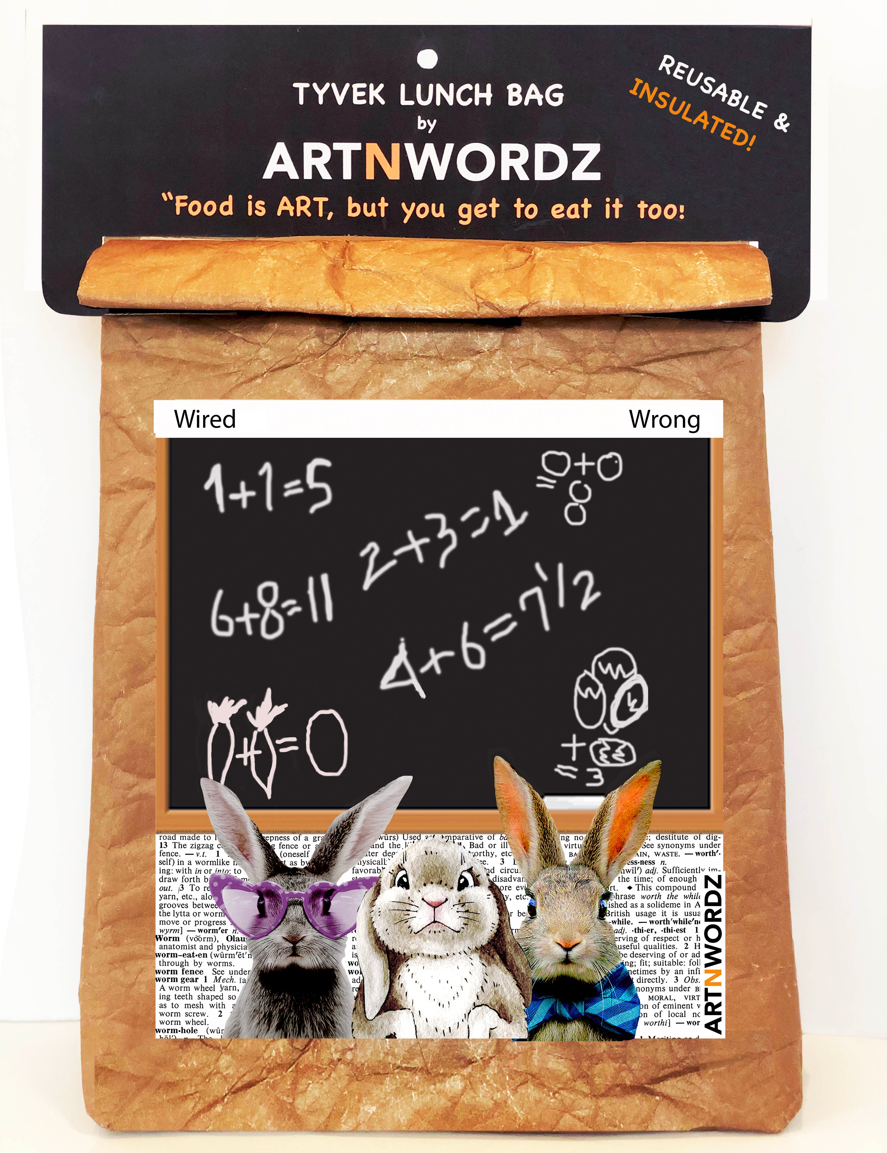 MULTIPLYING LIKE RABBITS LUNCH BAG β ARTNWORDZ